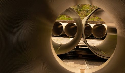 Frp,(grp),Pipes,Are,Waiting,In,The,Field,For,Installation